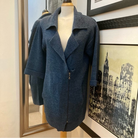 Cliche zip front wool blend knit cardigan - Picture 3 of 12